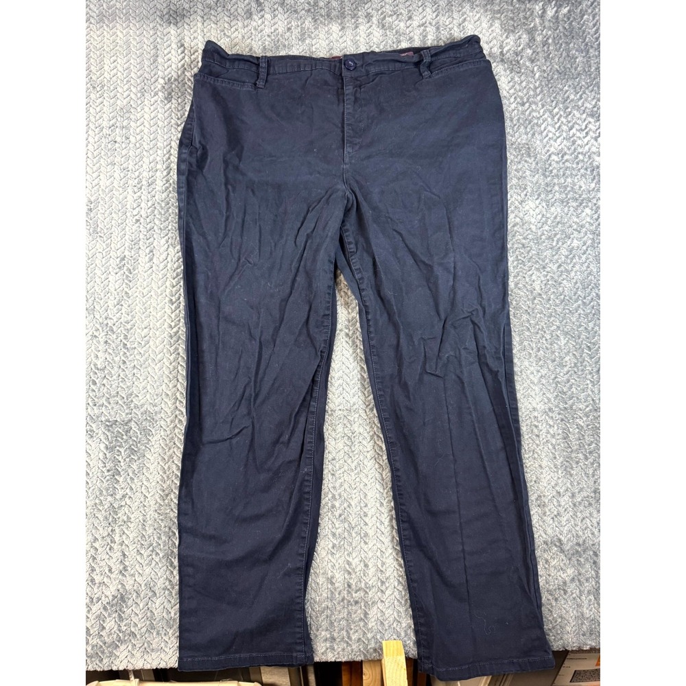 Gloria Vanderbilt Chino Pants Womens 18W Navy Blue Cotton High Rise Straight Leg